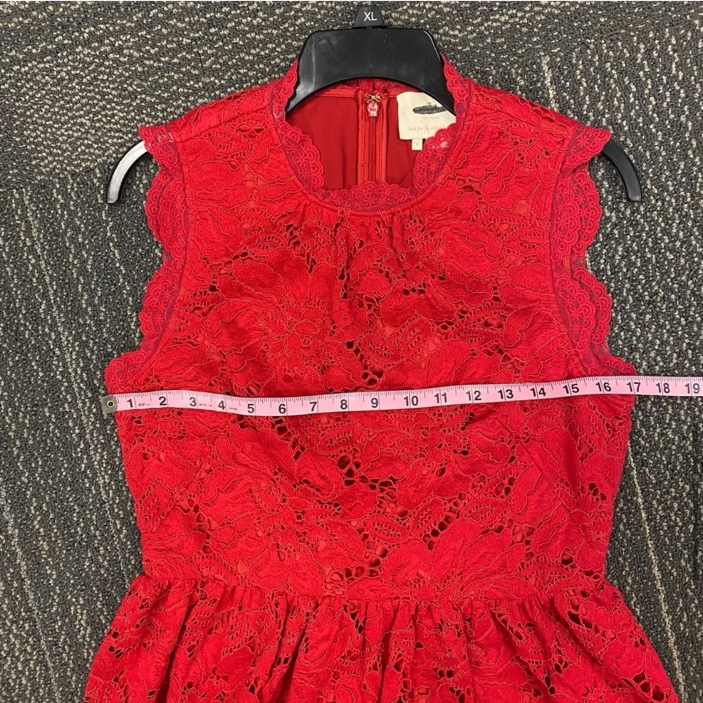 Kate Spade poppy field red lace dress with scalloped trim - Picture 7 of 10